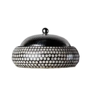 Casserole en bois faite à la main avec boule en métal de forme ronde de luxe pour une présentation et un service élégants des aliments - Product Image 5