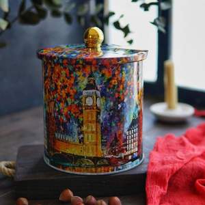 2.1L Afremov Big Ban Food Storage & <b>Container</b> 140x150mm <b>Metal</b> round Canister with Knob Handle - Product Image 5