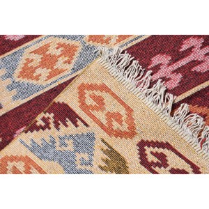 Alfombra Vintage de 2.6x5 pies, Alfombra Turca, Alfombra de Lana a Cuadros Rojos - Product Image 4