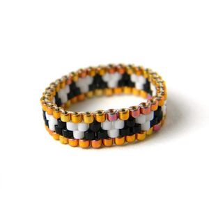 Bague de perles de rocaille de style ethnique Design personnalisé Bague de perles de rocaille colorée avec taille réglable Bague de perles de rocaille de haute qualité - Product Image 3