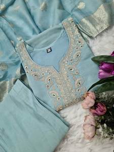 Conjuntos de Salwar Kameez para Adultos, Diseño Atractivo y Original, Tela de Seda Chanderi con Bordado, Cómodos, para la Venta 2026 - Product Image 6