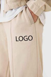 Custom Logo Men Oversized <b>Pleated</b> Bootcut Flared Sweatpants Zipper Jacket Casual Training Tracksuit - Product Image 4