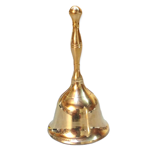 Campana de mano de latón dorada pulida con mangos de madera Campanas de mano de metal hechas a mano de alta calidad para uso de timbre - Product Image 2