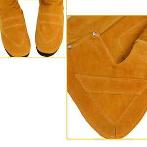 Chaussures de sécurité pour soudeur en cuir de vachette longues guêtres résistantes au feu Anti-coupure Anti-chaleur Niveau D Protection Protection des jambes de soudage Protection - Product Image 4