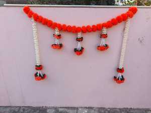 Toran Bandarwal puerta colgante de pared Toran Artificial Marigold Mogra Toran Pooja Mandir decoración del hogar Decoración de la boda - Product Image 2