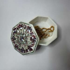 Joyero cuadrado de nácar de mármol blanco de alta calidad para anillos, collares, embalaje, regalo de decoración del hogar y negocios - Product Image 3