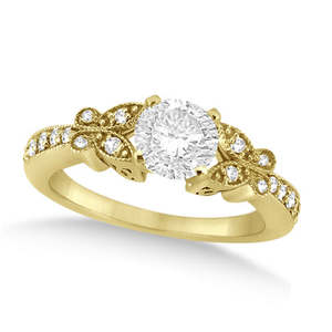 Ensemble de bijoux en or jaune 18 carats, diamant rond, design papillon, bague de mariée (2,21 ct) - Product Image 1