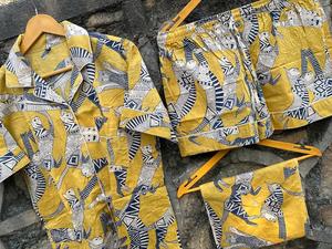 Jaipuri, conjunto de pijama hecho a mano con estampado de bloques, ropa de noche para cubrir la playa, vestido de mujer, conjunto de pijama con bolsa, camisa de noche de algodón de verano - Product Image 3