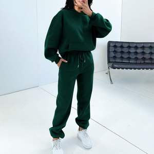 Logo personnalisé grande taille tenue décontracté mode 2 pièces ensemble jogger sweat pantalons de survêtement coton survêtement pour femmes - Product Image 2