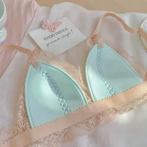 Lingerie pure sensuelle bordée de dentelle de style japonais soutien-gorge d'été léger sans armatures grande taille pour les femmes - Product Image 5