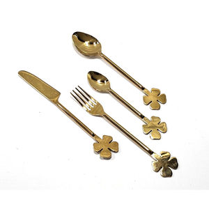 Poignées décoratives élégantes sur ensemble de couverts de luxe en acier inoxydable de 5 pièces couverts en argent de style américain - Product Image 4