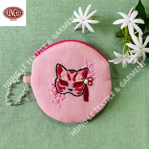 Petit portefeuille vintage à clapet avec fermeture à glissière Organisateur d'argent unisexe avec doublure en coton brodé à la main - Product Image 2