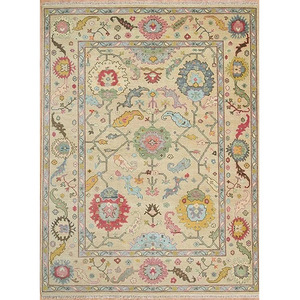 Tapis Oushak personnalisé, tufté à la main, à poils ras, style classique, en laine turque, avec envers en latex, taille sur mesure, haute qualité - Product Image 1
