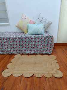 Tapis en Jute de qualité supérieure, fait à la main, festonné de Designer, Rectangle, 100% - Product Image 2