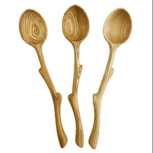 Ensemble de cuillères en bois naturel avec surface lisse pour mélanger et servir facilement les aliments, idéal pour un usage domestique 99GD - Ms Violet - Product Image 1