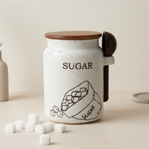 Premium Quality 3460989LA Nordic Design DURABLE PORCELAIN <b>CANISTER</b> WOOD LID &WOOD SPOON - Product Image 3