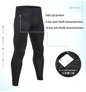 Pantalons de compression pour hommes Leggings pour hommes Collants de course à poche Athlétique 2023 Legging de gymnastique élastique à taille haute - Product Image 3