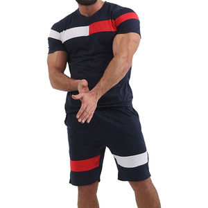 2025 été nouveau hommes marque vêtements décontracté Shorts ensembles à manches courtes t-shirt couleur unie panneau prix raisonnable OEM Service - Product Image 1