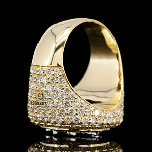 Charm Hip Hop <b>Ring</b> for <b>Men</b> Fully Iced Out by Round Brilliant Cut Lab Grown Diamonds and 925 <b>Sterling</b> <b>Silver</b> - Product Image 4