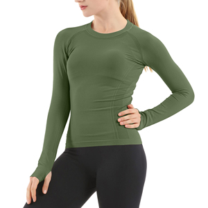 เสื้อโยคะออกกำลังกายผู้หญิง แขนยาว ทรงเข้ารูป ดีไซน์ทันสมัย ผ้าไร้ตะเข็บ น้ำหนักเบา เหมาะสำหรับเล่นกีฬากลางแจ้งและออกกำลังกาย - Product Image 3