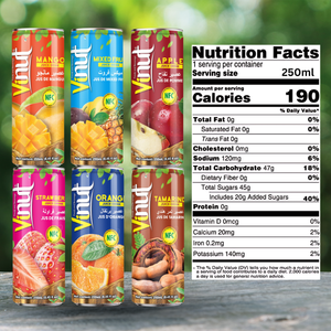 Bebida de Jugo de Frutas Mixtas VINUT 250ml, Bebidas Bajas en Calorías y Azúcar - Muestra Gratuita OEM/ODM Marca Privada - Product Image 2
