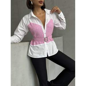 Chemisiers en jean à sequins pour femmes avec ceinture – Vente en gros - Product Image 3