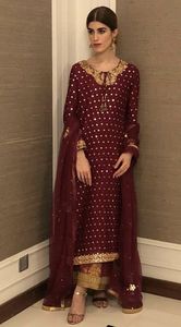 NEW STYLISH LONG KURTA WITH BROCADE PLAZO DRESS ON SILK <b>FABRIC</b> EMBELLISH CRYSTAL GLASS BEADS, DABKA WORK for Party-WEAR@2022 - Product Image 2
