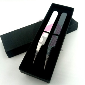 Vente en gros de pinces à épiler pour extensions de cils GETUP BROSONS IMPEX, antistatiques, à pointe lisse, en acier inoxydable, à pointe argentée, revêtement en poudre, personnalisées - Product Image 1