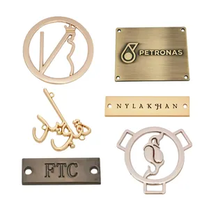 Washable engraved brand logo Custom metal name label tags for clothes hats scarf swimwear