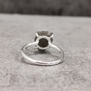 Anillo de Plata de Ley 925 con Piedra Natural en Bruto Ajustable para Mujer, con Labradorita y Engaste de Garras, Regalo de Navidad - Product Image 5