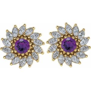 Pendientes Redondos de 7 Puntas Estilo Halo, con Diamantes en Oro Blanco y Oro Rosa, Tipo Stud y Colgantes, para Boda y Regalo - Product Image 2