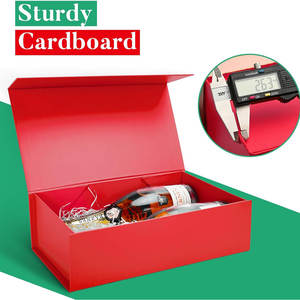 Grands coffrets cadeaux de Noël Coffrets cadeaux de stockage de boîte-cadeau rouge de luxe avec couvercle magnétique fort pour les cadeaux contient une carte, un ruban - Product Image 3