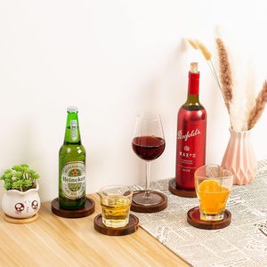 Ensemble de sous-verres en bois fini noyer Protection de table et tapis de boisson pour toute table pour verres à boire - Product Image 5