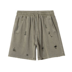 New Arrival Oem Customized Logo Top Selling Premium Quality Plain Fleece Distress <b>Shorts</b> for Men's - Product Image 3