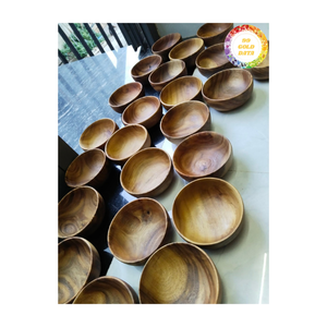 ชามไม้สไตล์เวียดนามทำจากไม้สักแข็งเหมาะสำหรับเสิร์ฟผลไม้สลัดและจัดแสดงตกแต่ง - Product Image 1