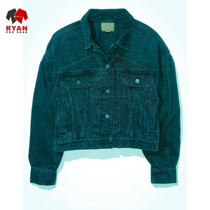 แจ็คเก็ตยีนส์ผู้หญิง รับผลิตแบบ OEM ODM ซักแบบพิเศษ ทรงเข้ารูป ขายส่งจำนวนมาก - Product Image 5