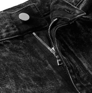 Short en jean personnalisé pas cher vendu en gros Cut & Sew raw Hem Distressed Faded Acid Wash Jorts Denim Long Shorts Hommes - Product Image 3