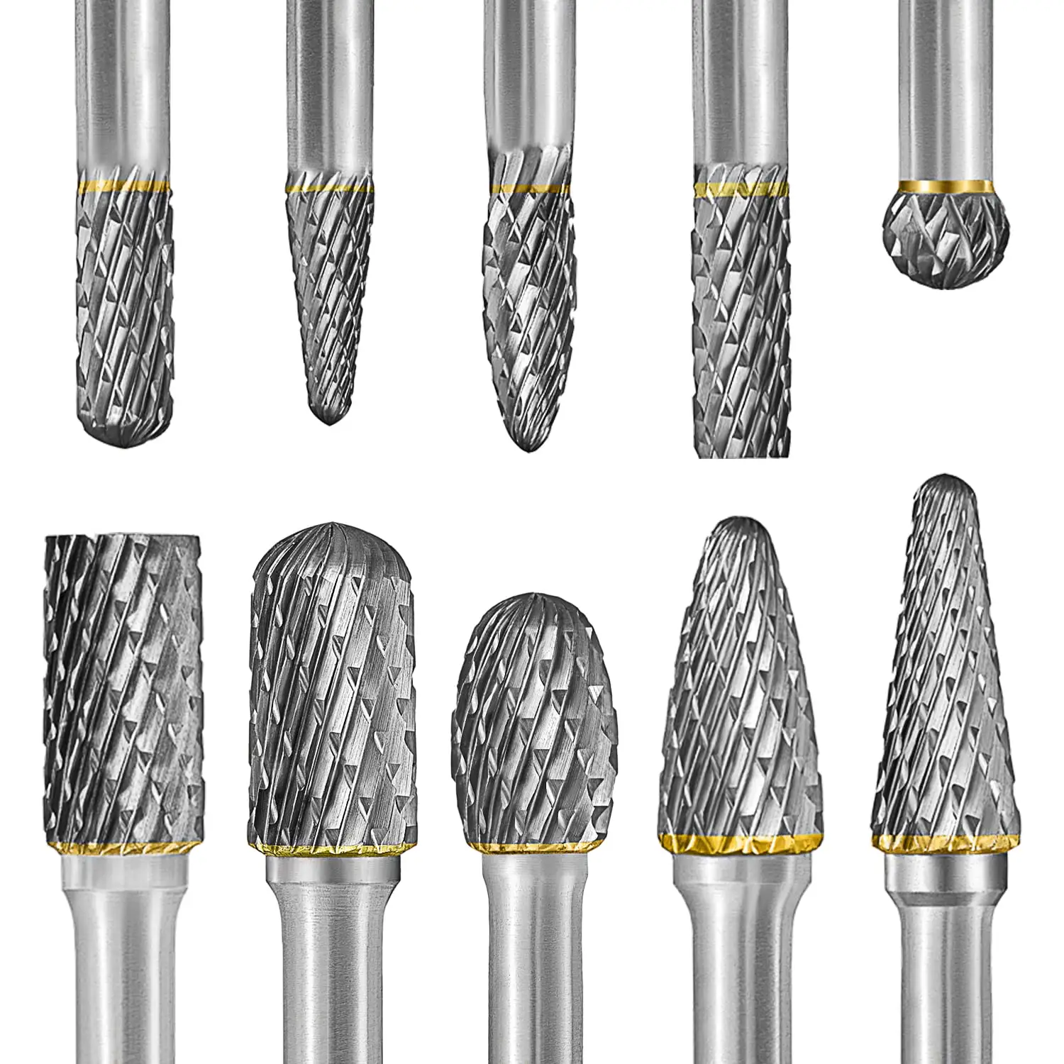 Tungsten carbide burr Kit 1/4 "Shank 10 mảnh