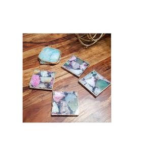 Nouveau 2023 Design Agate cristal sous-verres or plaqué acheter en gros Agate tranche sous-verre Agate sous-verre pour la maison décorations - Product Image 1