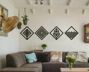 Art mural en métal fait à la main avec un design déco unique, motif vertical, prix raisonnable accessible pour accessoire suspendu de salon - Product Image 6