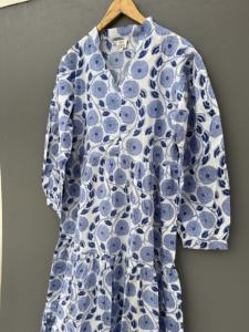 Maxi vestido bohemio hecho a mano para mujer, estampado Floral de algodón, suave, informal, tamaño libre, botón, decoración, diseño estampado Natural para - Product Image 3