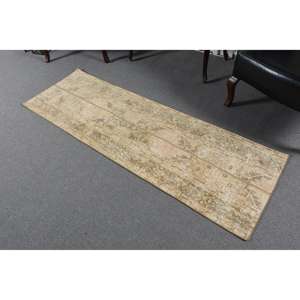 Alfombra Turca de 2.1x6.6 pies, Alfombra Vintage, Alfombra Marrón de Lana Marroquí - Product Image 1