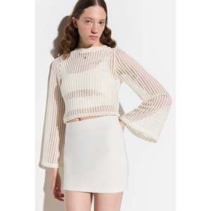 Suéter Corto de Punto a Rayas con Mangas de Murciélago, 100% Algodón, Estilo Básico Ajustado, Transpirable y Delgado, Poncho para Uso Casual en Invierno y Otoño - Product Image 2