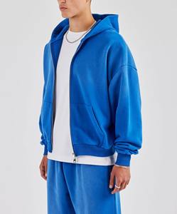 Sudaderas con capucha de gran tamaño con cremallera personalizadas para hombres logotipo impreso DTF personalizado al por mayor de algodón de peso pesado Sudadera con capucha con cremallera para hombre - Product Image 3