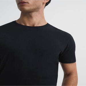 T-shirts solides pour hommes-T-shirts à col rond en pur coton Slim Fit pour hommes T-shirt uni personnalisé à manches courtes T-shirt à bas prix - Product Image 3