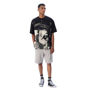 T-Shirt da Uomo in Puro Cotone Nero Scuro, Vestibilità Ampia, Stile Vintage, Casual, Streetwear, Morbida e Traspirante per Uso <span class=keywords><strong>Quotidiano</strong></span> Urbano - Product Image 5