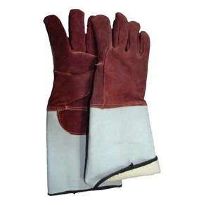 Guantes para soldadores de construcción de cuero dividido de vaca Guantes de seguridad de protección industrial con protección de manos para trabajos de soldadura - Product Image 5