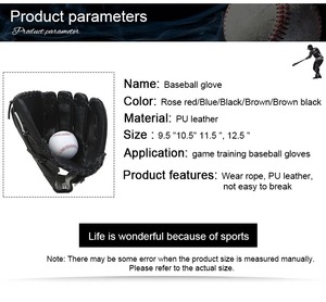 Wholesale Outfield Blank Black Kids Adult Softball <b>Baseball</b> <b>Gloves</b> Professional Sample Cowhide Leather <b>Baseball</b> - Product Image 6