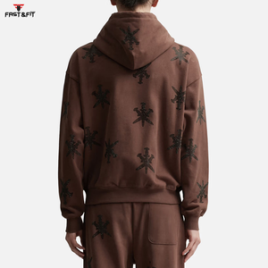 2025 nouveauté fermeture éclair personnalisée strass haute qualité prix tenue décontracté strass sweats à capuche - Product Image 4