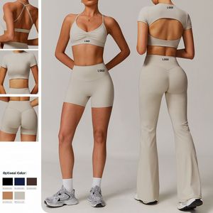 Ensemble de yoga taille haute pour femmes ensemble de cinq pièces à séchage rapide et extensible ensembles de vêtements de sport Scrunch Bum vêtements d'entraînement en gros - Product Image 1